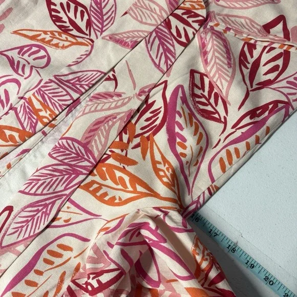 Lulus Blazer Womens Small Linen Blend Floral Leaf Print Open Front Jacket NEW - Picture 3 of 11